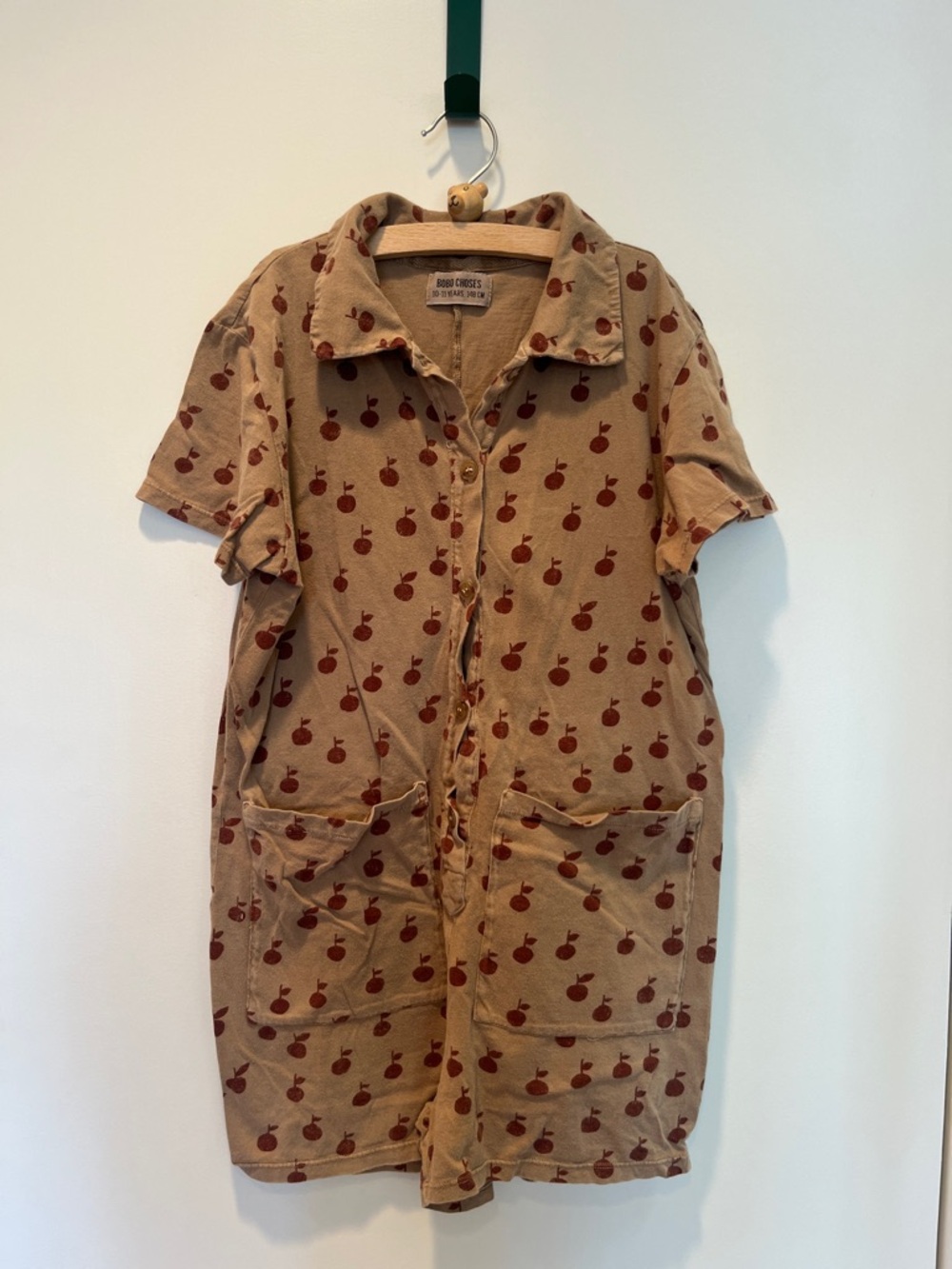 Bobo Choses Tan Romper with Apple Print
